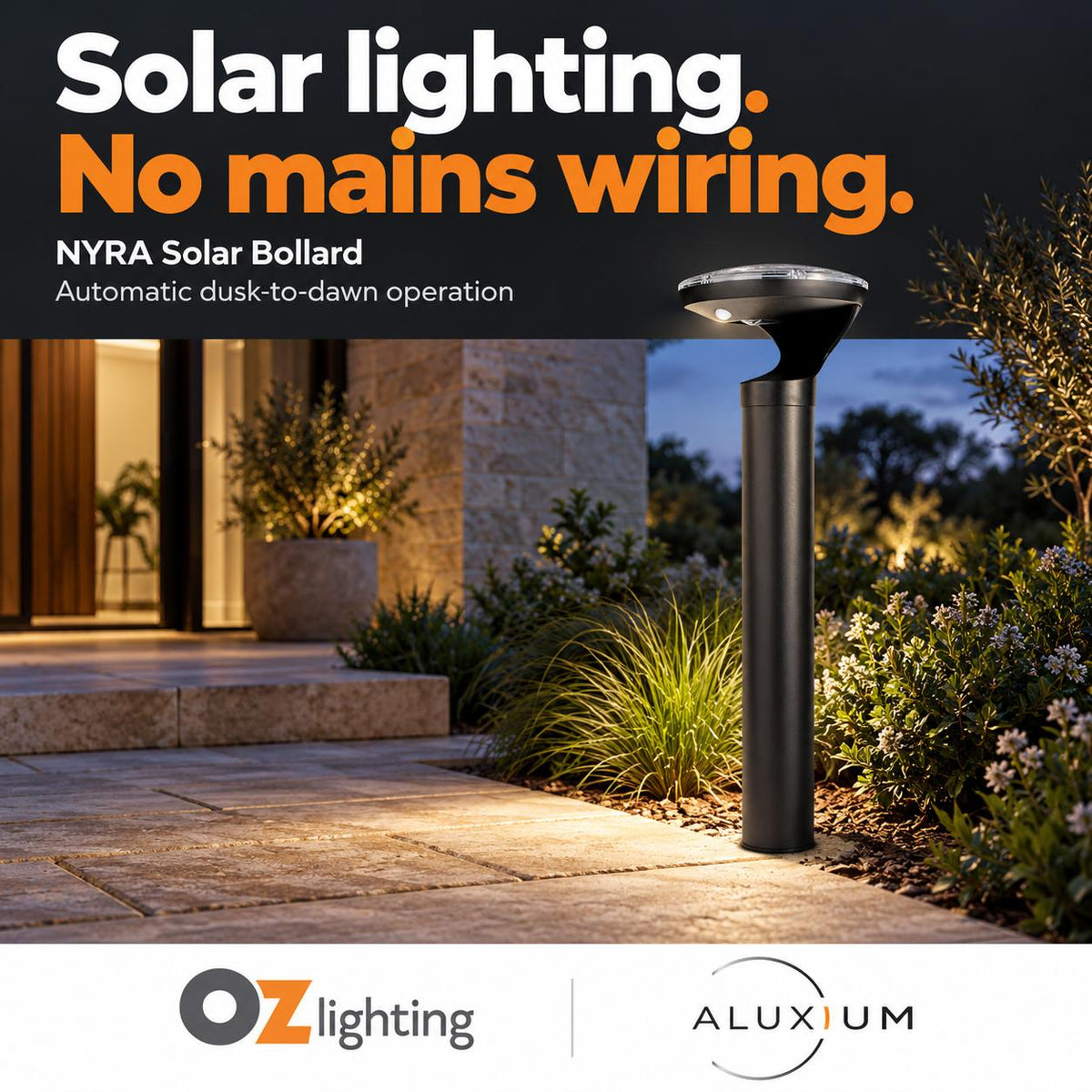 Aluxium NYRA Solar Bollard Light-Aluxium-Ozlighting.com.au