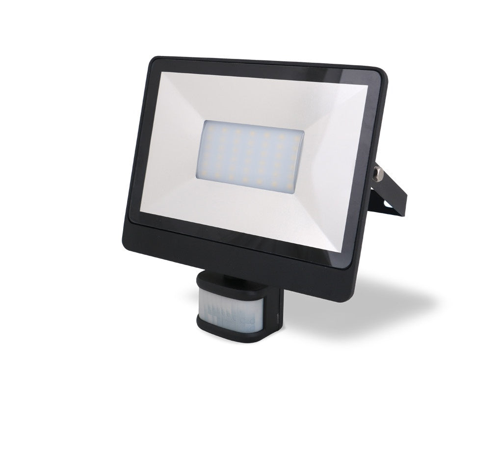 Atom AT9819/30/BLK/S Slim LED Floodlight 30W with Sensor - Black-Atom Lighting-Ozlighting.com.au