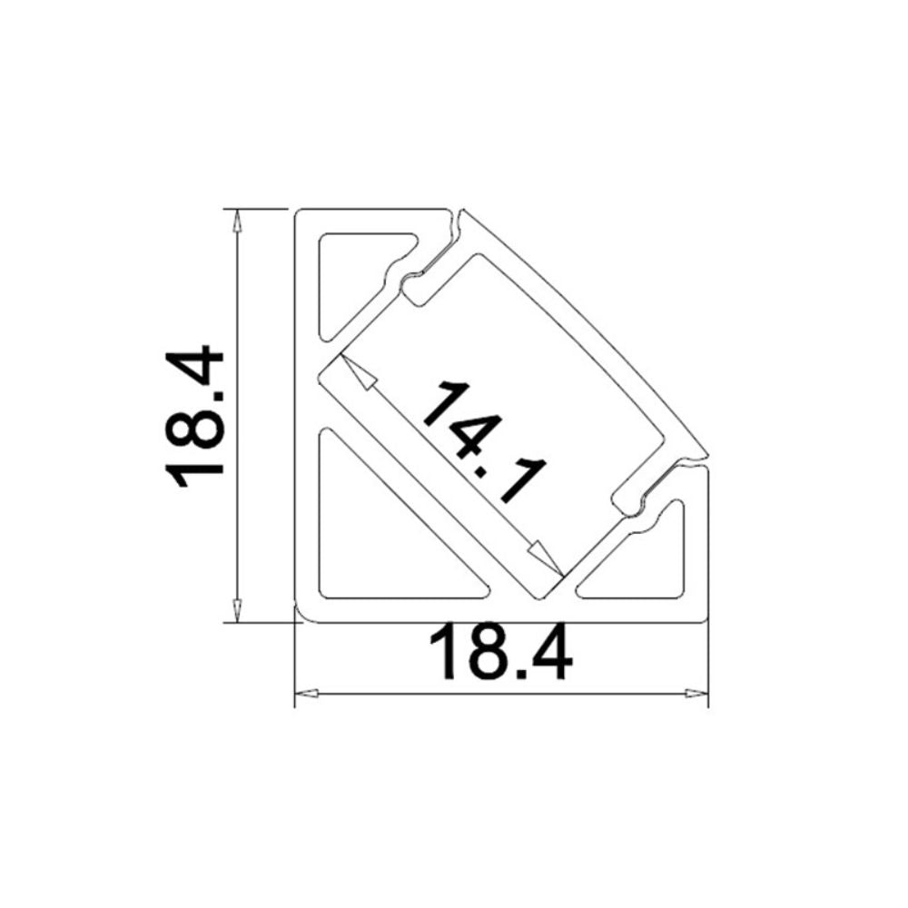 Azoogi ANODISED Aluminium Corner Profile - Flat Diffuser - 18.4mm-Azoogi-Ozlighting.com.au