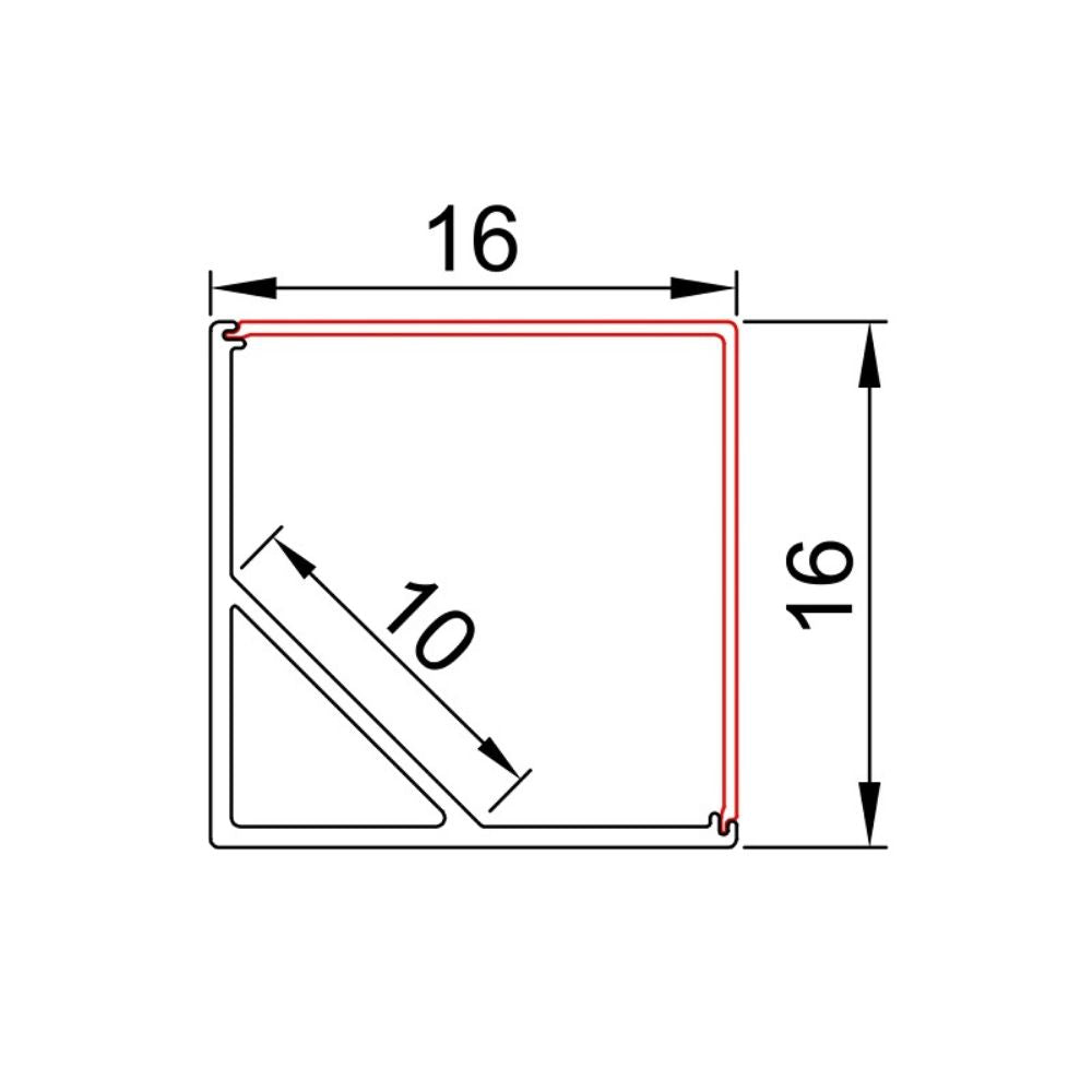 Azoogi ANODISED Aluminium Corner Profile - Square Diffuser - 16mm-Azoogi-Ozlighting.com.au