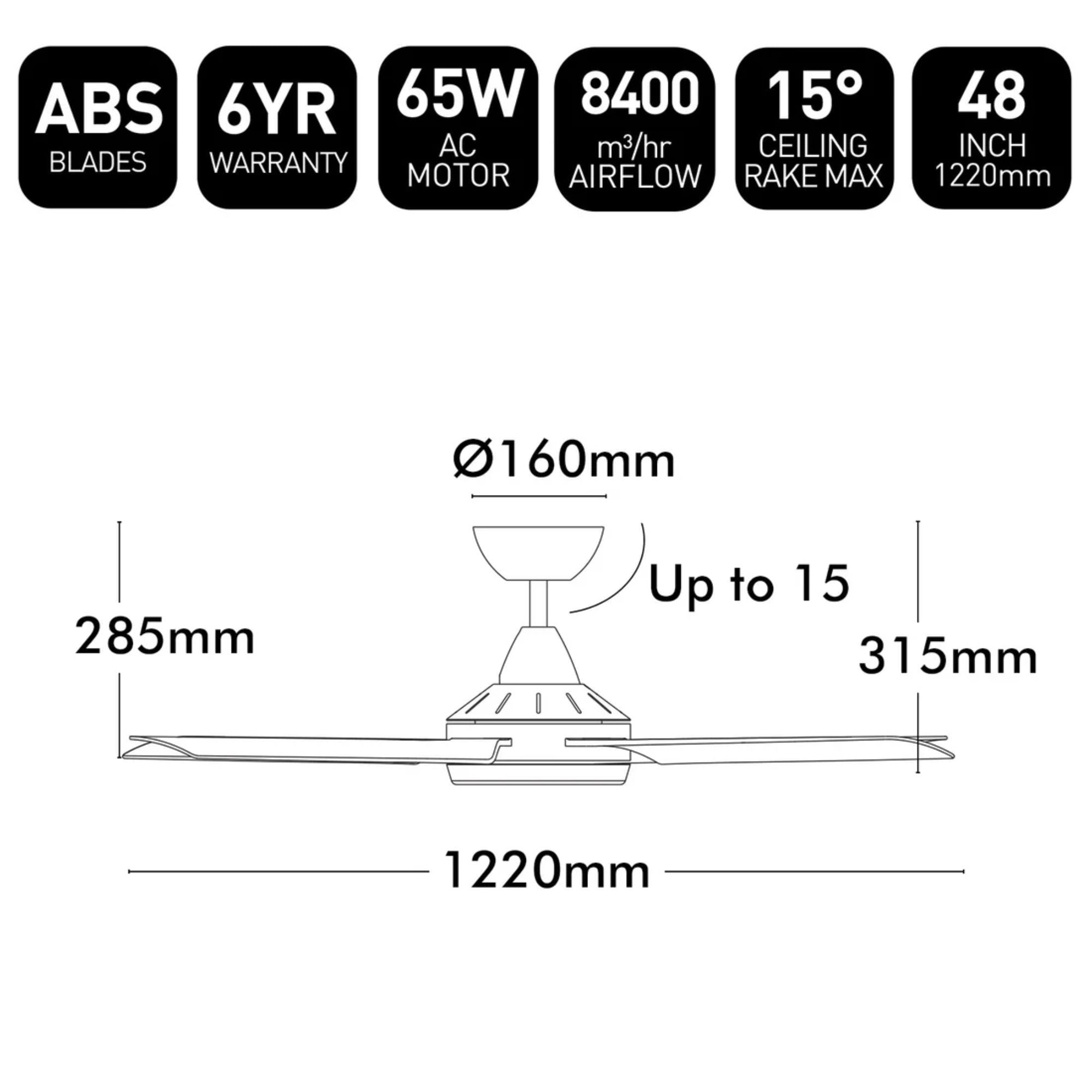 Brilliant CAIRNS - 48" AC Ceiling Fan-Brilliant Lighting-Ozlighting.com.au