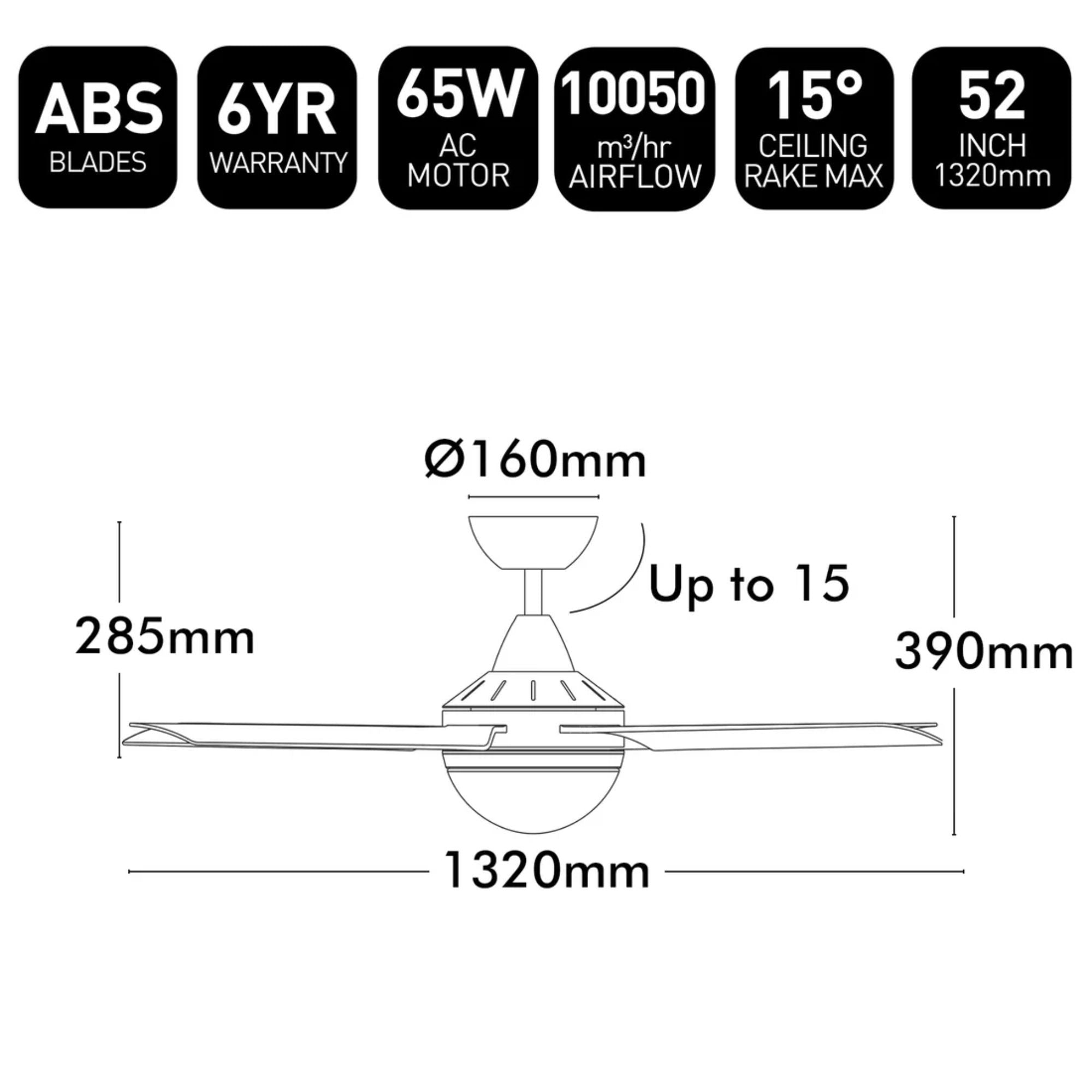 Brilliant CAIRNS - 52" AC Ceiling Fan with B22 Light-Brilliant Lighting-Ozlighting.com.au