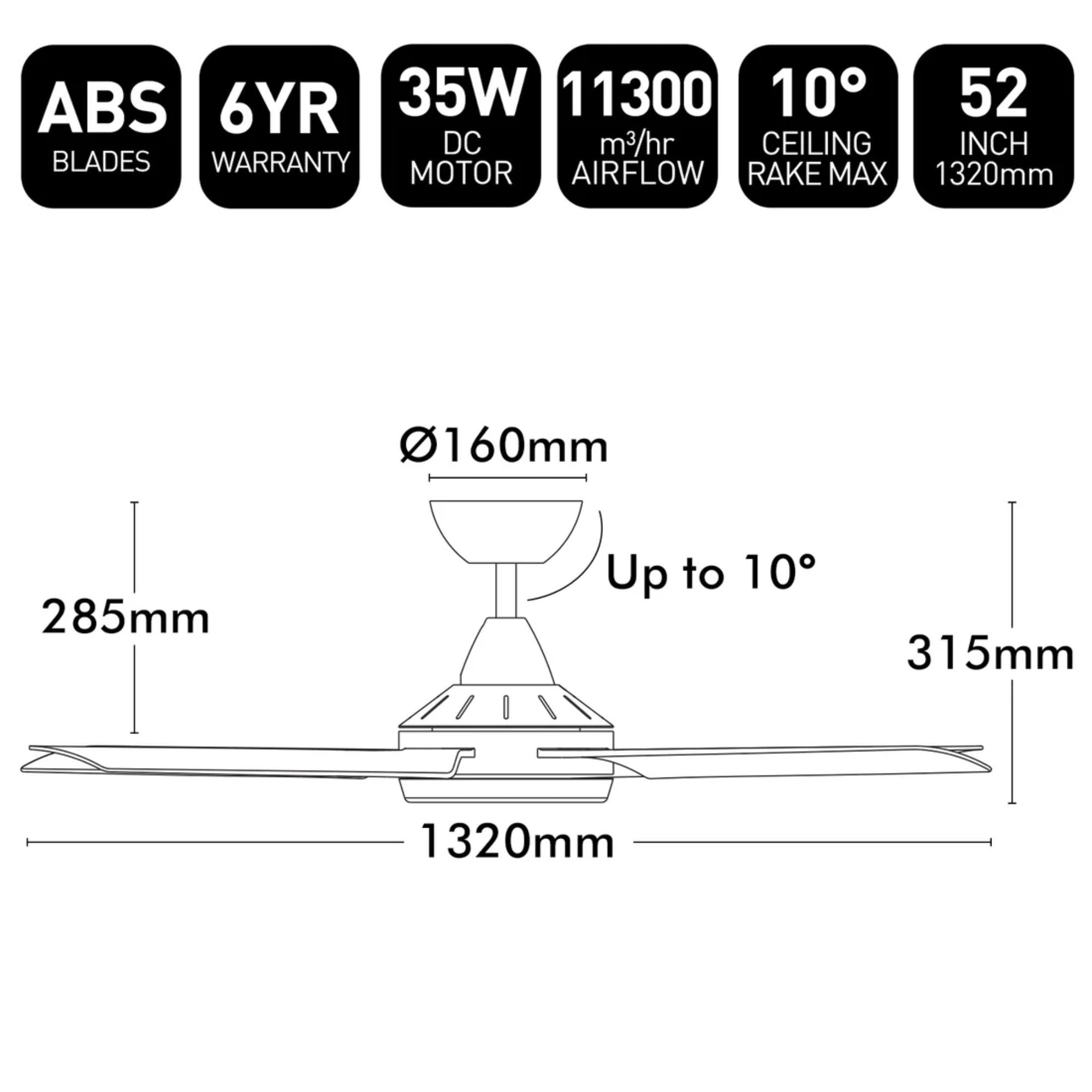 Brilliant CAIRNS - 52" DC Ceiling Fan-Brilliant Lighting-Ozlighting.com.au
