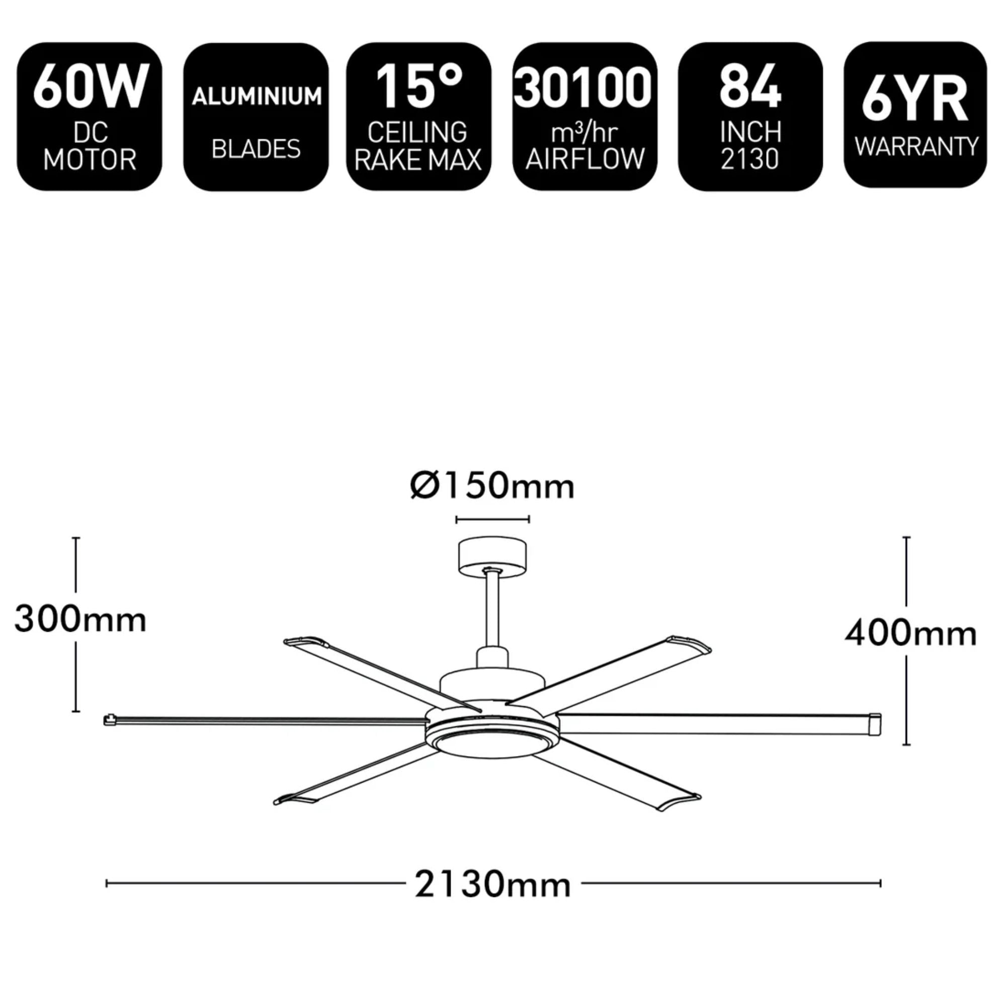 Brilliant COLOSSUS II - 120" DC Ceiling Fan-Brilliant Lighting-Ozlighting.com.au