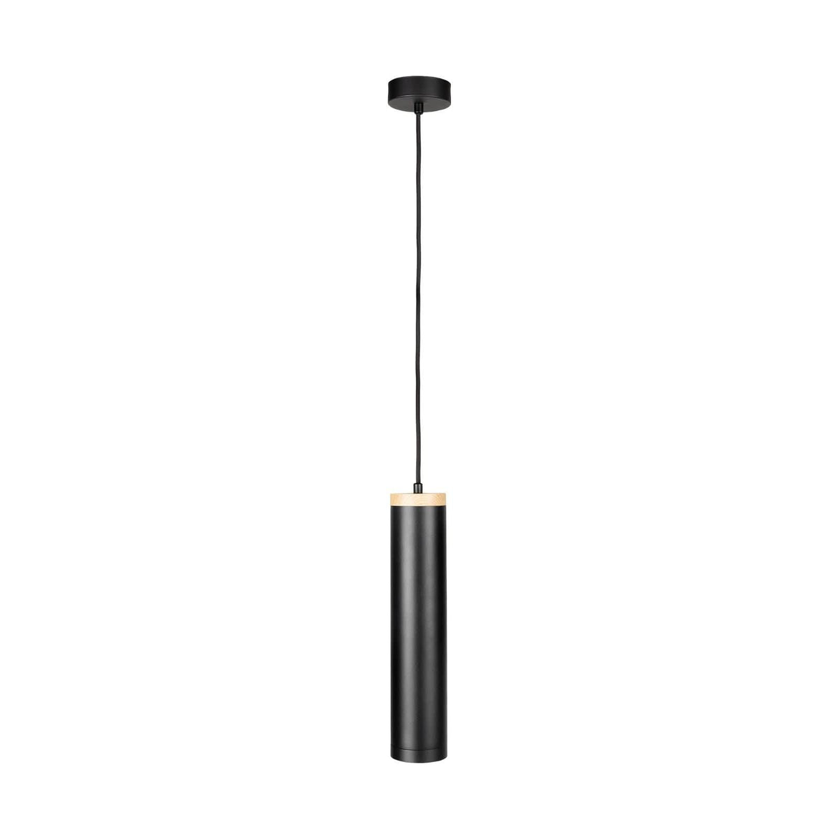 Brilliant LUCA GU10 Pendant Light - Matt Black with Faux Wood Detail-Brilliant Lighting-Ozlighting.com.au