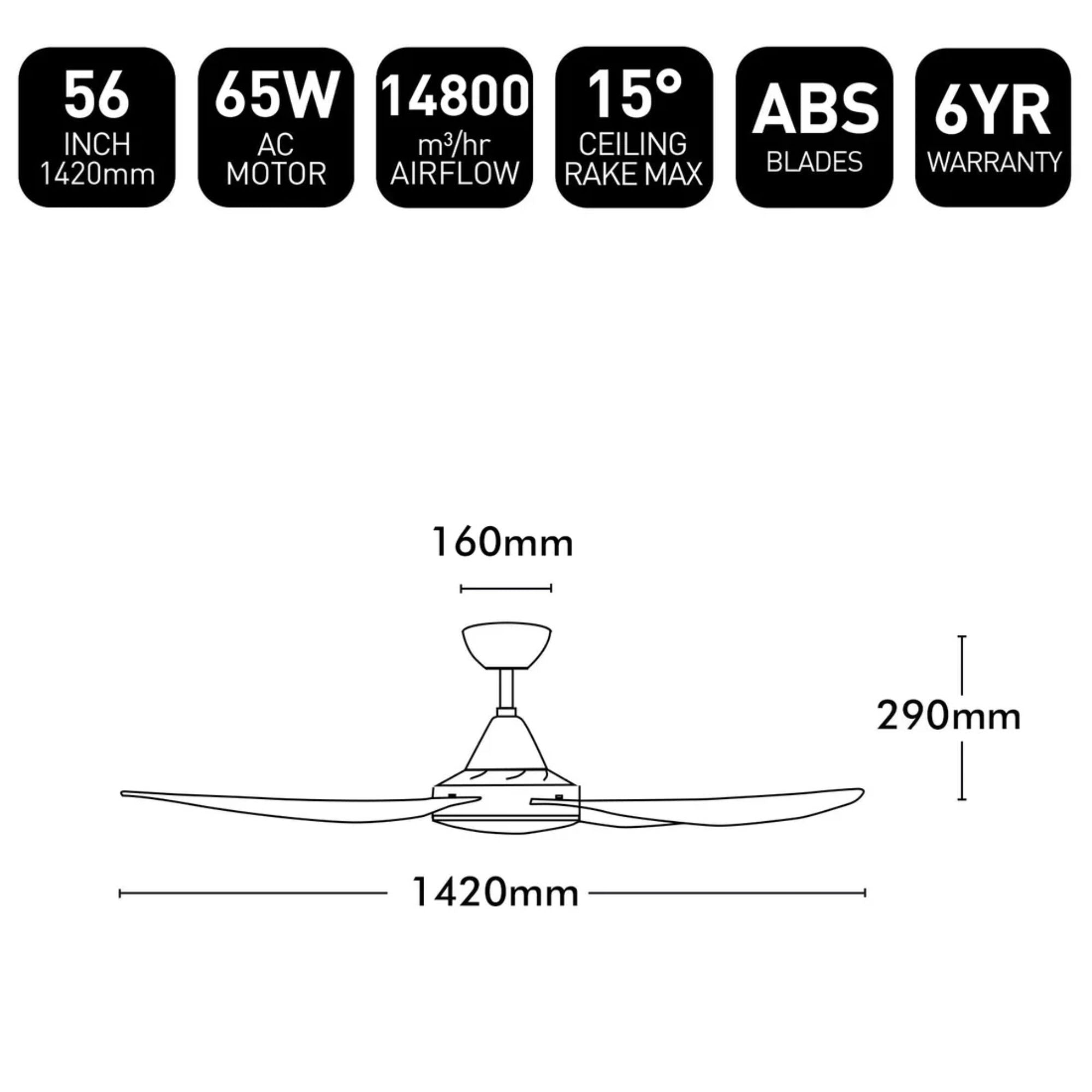 Brilliant Vector-III - 56" AC Ceiling Fan-Brilliant Lighting-Ozlighting.com.au