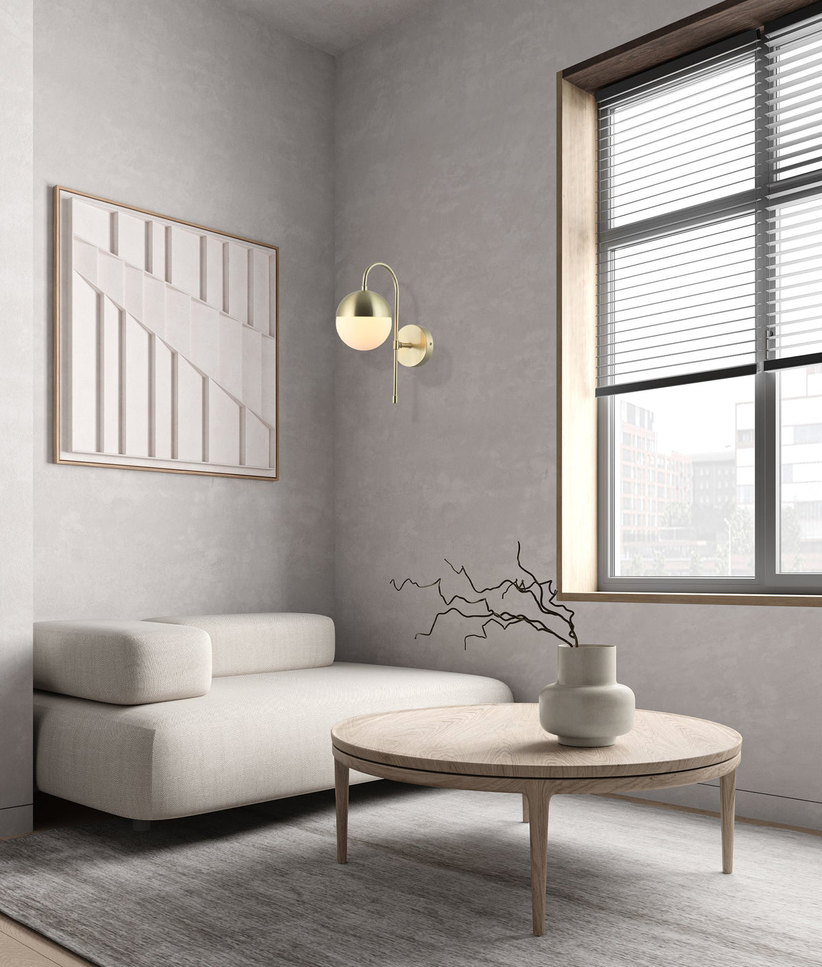 CLA ARO Wall Light - Round, Opal Glass, Satin Gold-CLA Lighting-Ozlighting.com.au