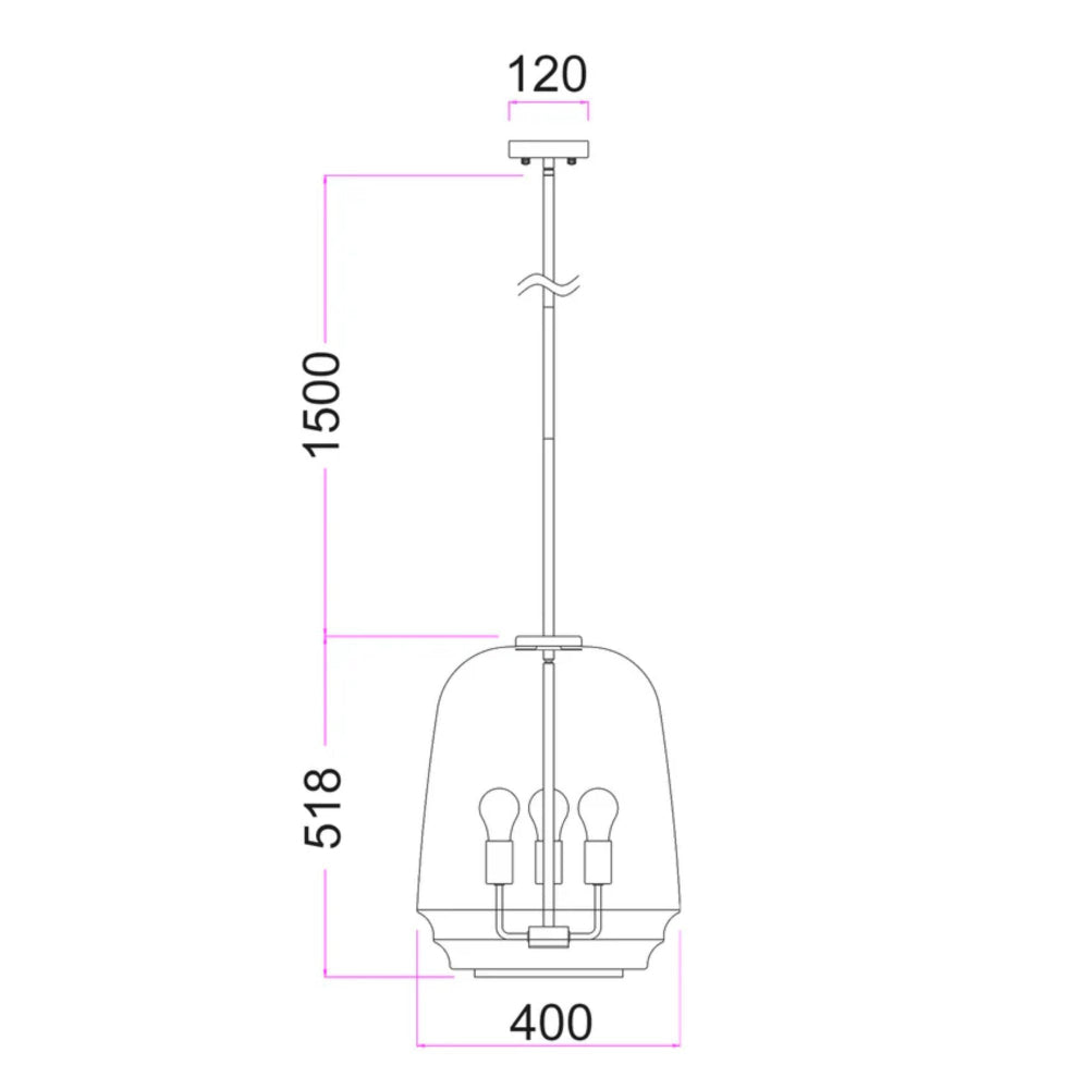 CLA CUAD - 3 Light Pendant | Smokey Black-CLA Lighting-Ozlighting.com.au