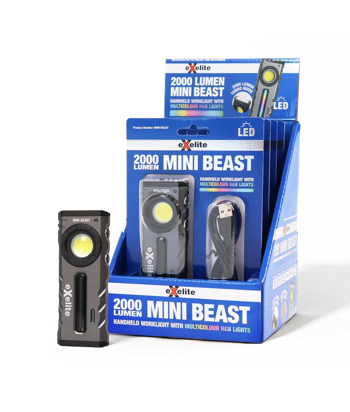 CLA MINI BEAST LED Worklight - Multicolour RGB Lights USB-C Rechargeable IPX6 IK07-CLA Lighting-Ozlighting.com.au