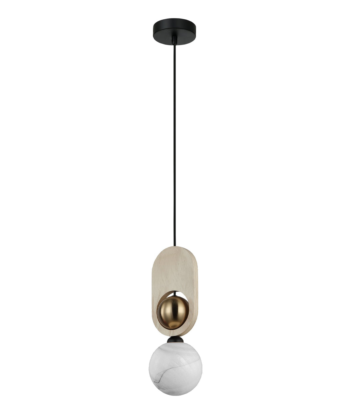 CLA PALTA Pendant - Sandblasted Opal, Wood, Brass-CLA Lighting-Ozlighting.com.au