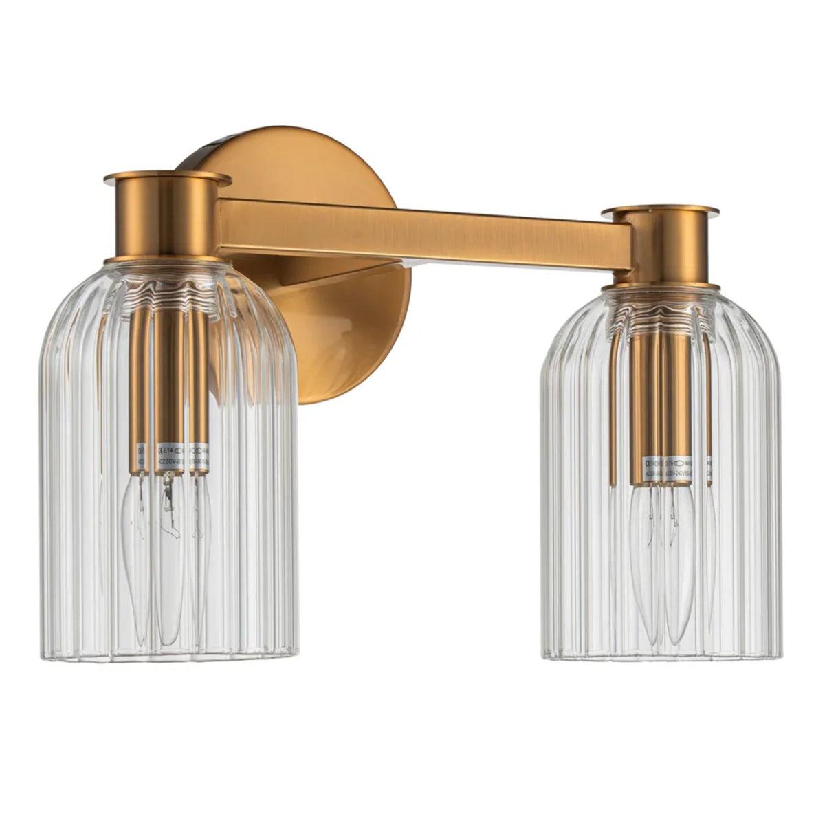 Cafe Lighting CHARLIZE Wall Light Ribbed Glass Brushed Brass-Cafe Lighting-Ozlighting.com.au