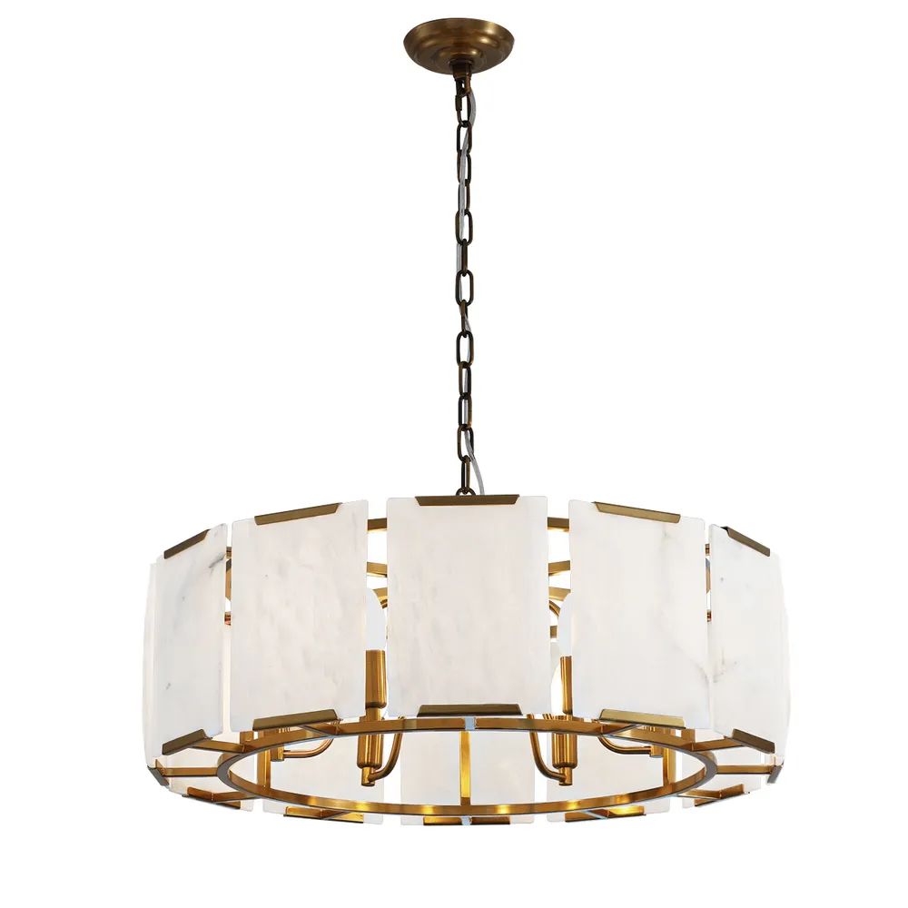 Cafe Lighting FLORENCE - 6 Light Alabaster Round Pendant-Cafe Lighting-Ozlighting.com.au
