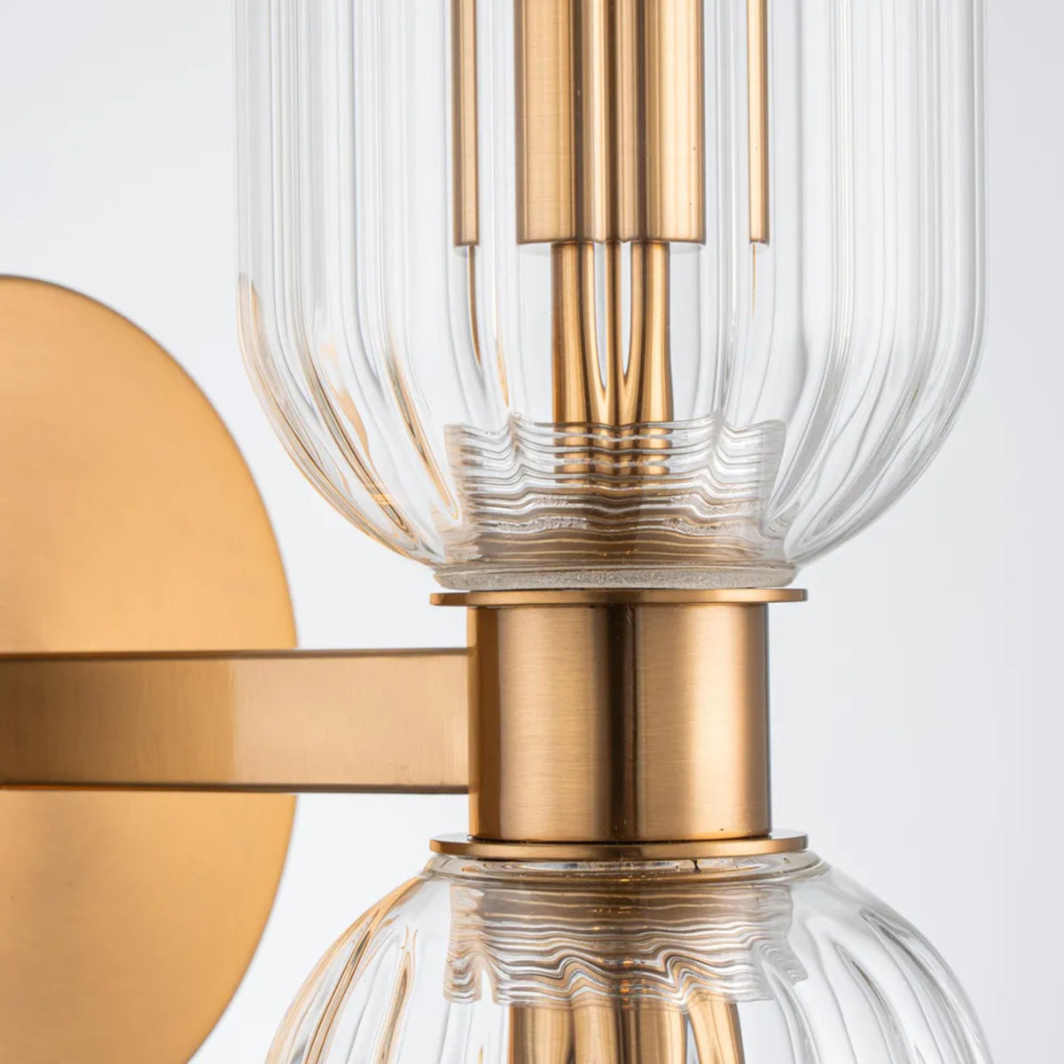 Cafe Lighting HEPBURN Wall Light Ribbed Glass Brushed Brass-Cafe Lighting-Ozlighting.com.au