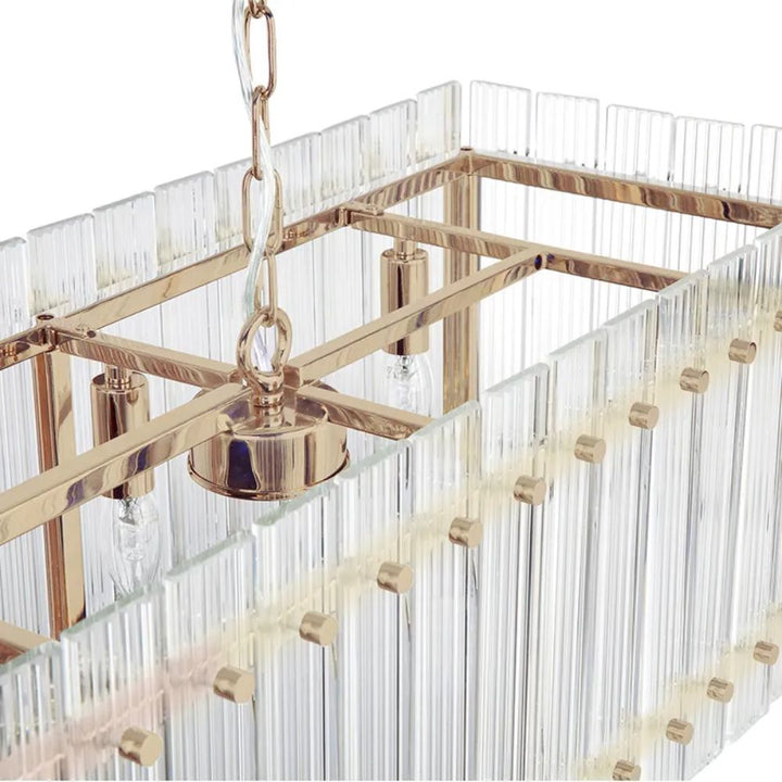 Cafe Lighting PALOMA - 10 Light 138cm Reeded Clear Glass Panel Bar Pendant-Cafe Lighting-Ozlighting.com.au