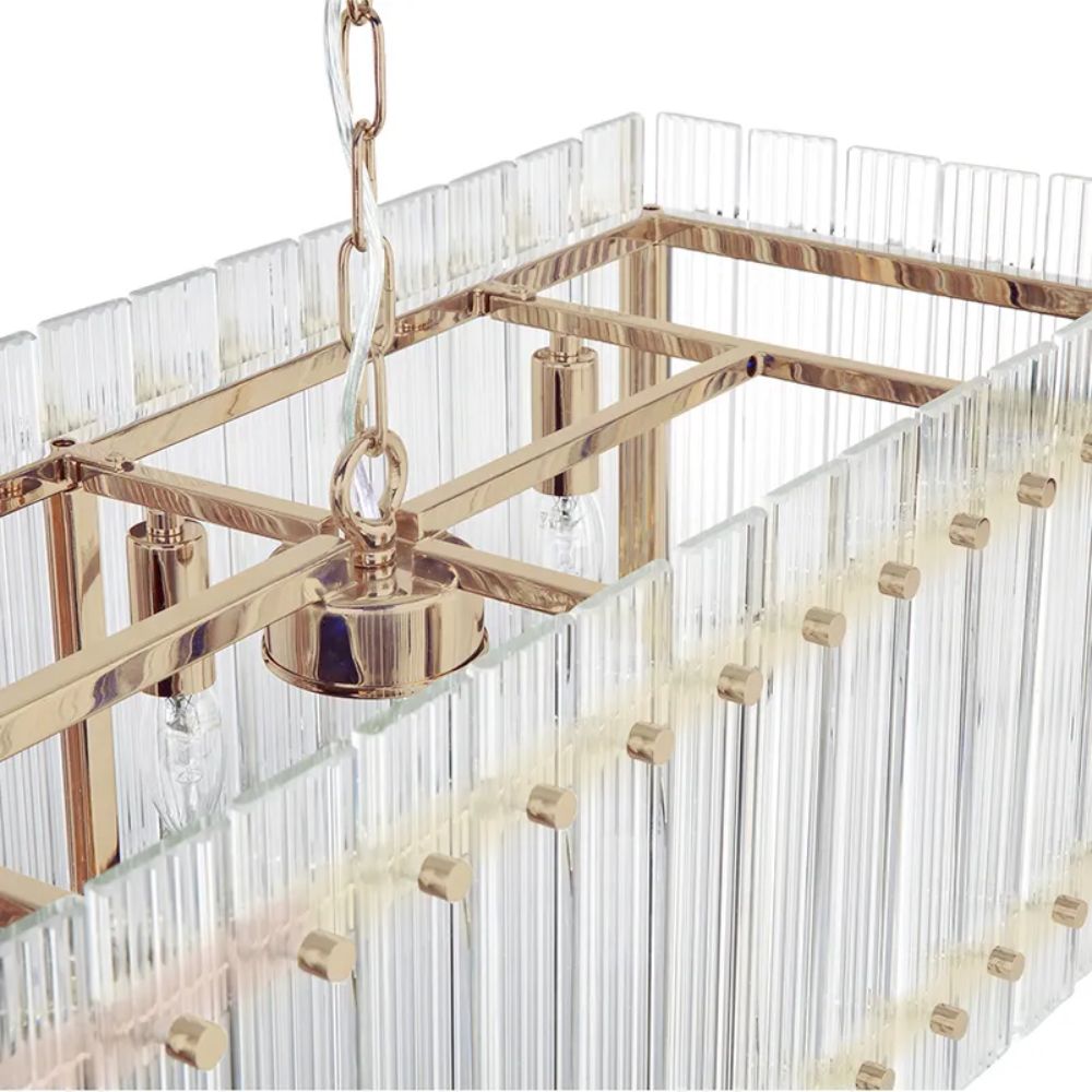 Cafe Lighting PALOMA Pendant - 10 Light 138cm Reeded Clear Glass Panel Bar-Cafe Lighting-Ozlighting.com.au