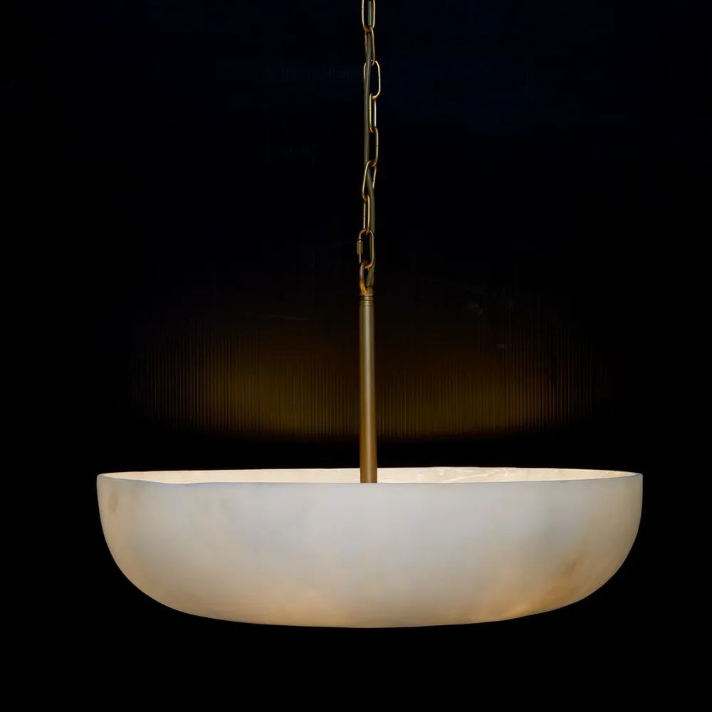 Cafe Lighting ZURICH Pendant Light Alabaster Look Brushed Gold-Cafe Lighting-Ozlighting.com.au