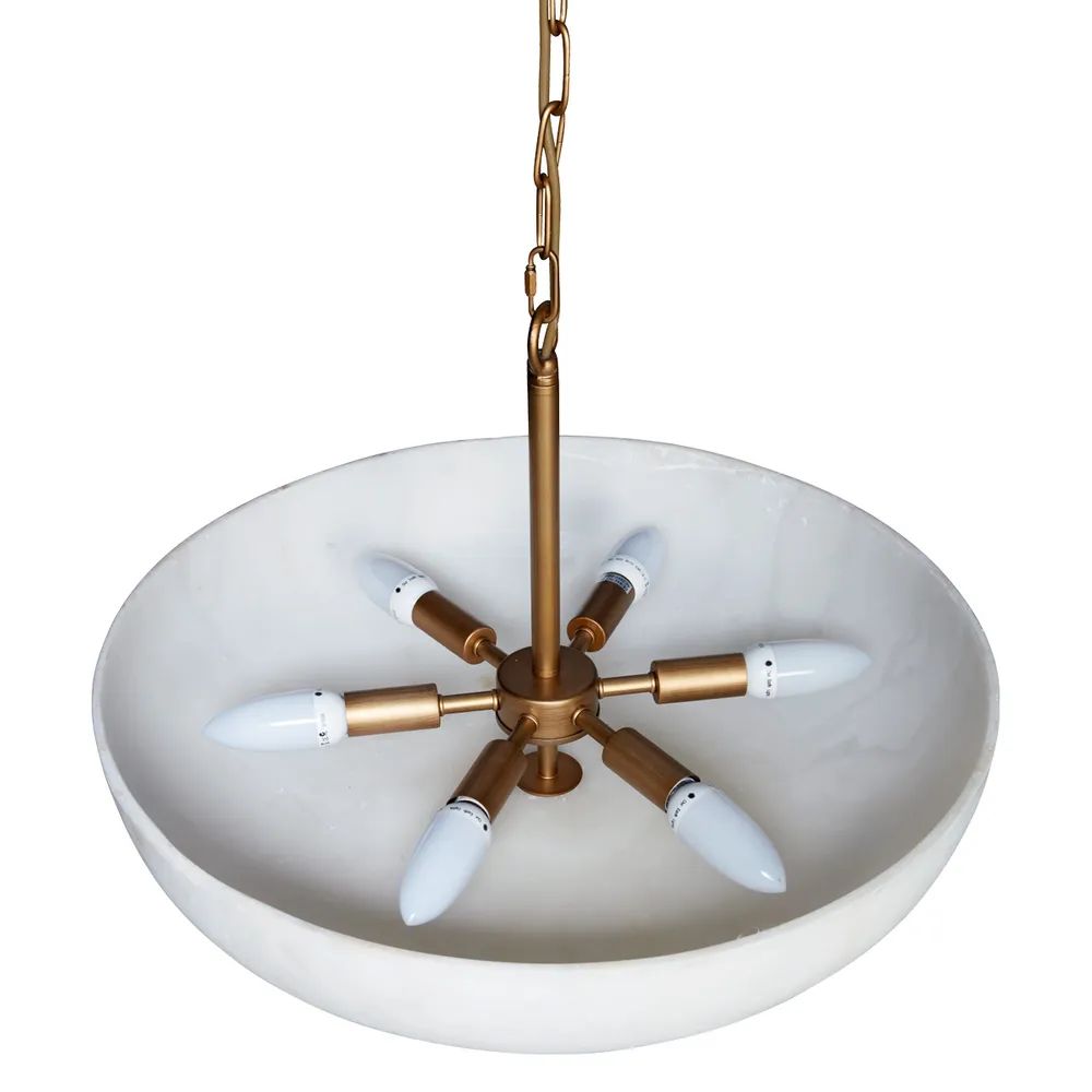Cafe Lighting ZURICH Pendant Light Alabaster Look Brushed Gold-Cafe Lighting-Ozlighting.com.au