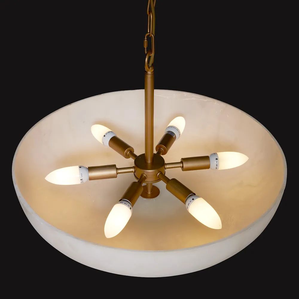 Cafe Lighting ZURICH Pendant Light Alabaster Look Brushed Gold-Cafe Lighting-Ozlighting.com.au