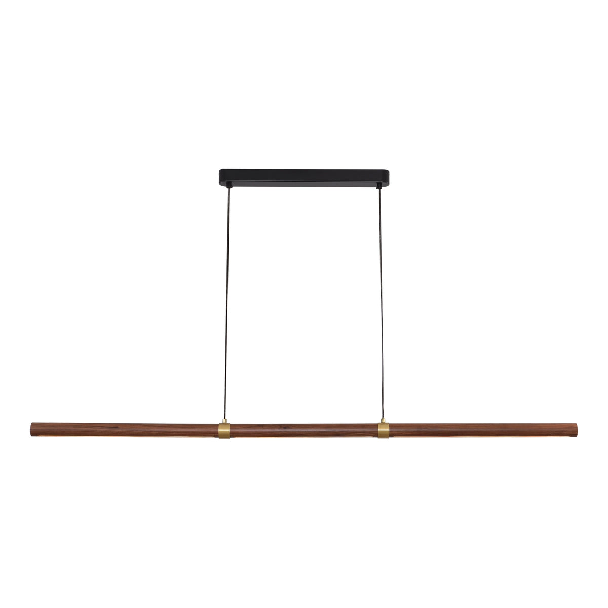 Calibo Aquila 1500mm Timber Tubular LED Linear Pendant with Brass Finish Collar-Calibo-Ozlighting.com.au