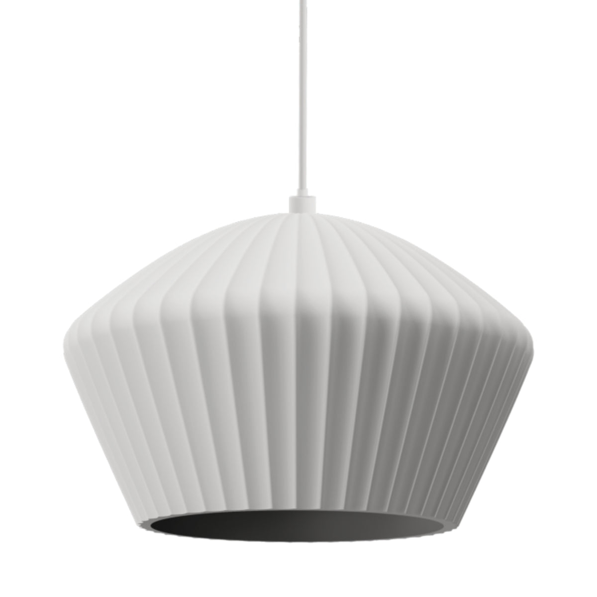 Calibo Munia Sculptural Pendant - Fluted Dome, Paintable Gypsum Surface, White-Calibo-Ozlighting.com.au