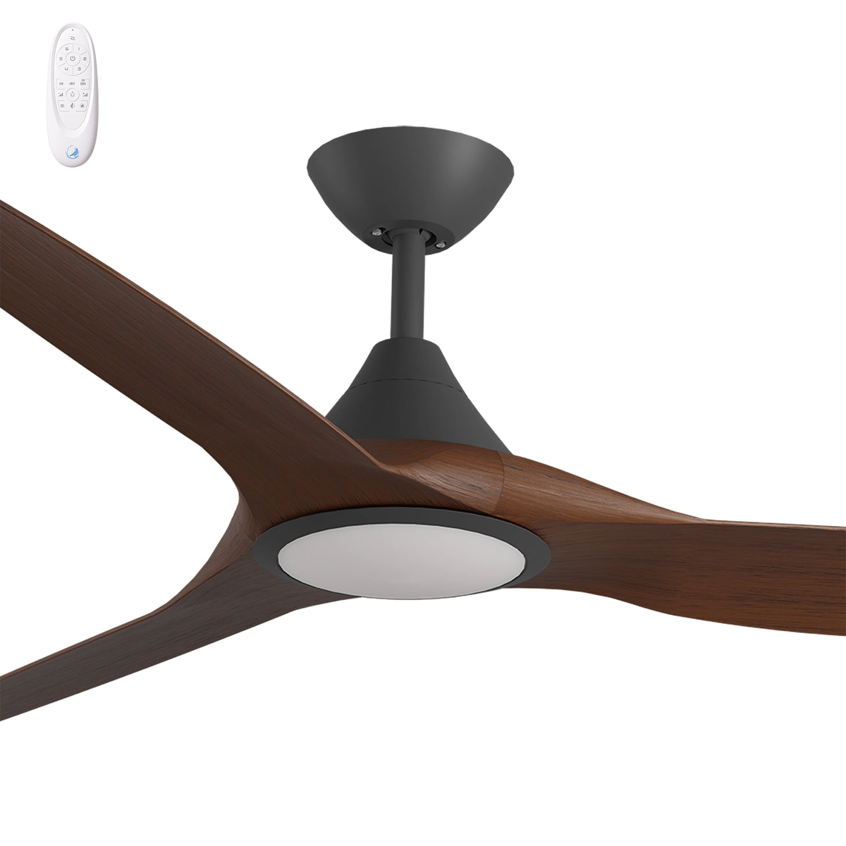 Calibo Smart CloudFan DC Ceiling Fan - 60" (1520mm) ABS, 20W CCT LED Light and Remote, Black & Koa-Calibo-Ozlighting.com.au