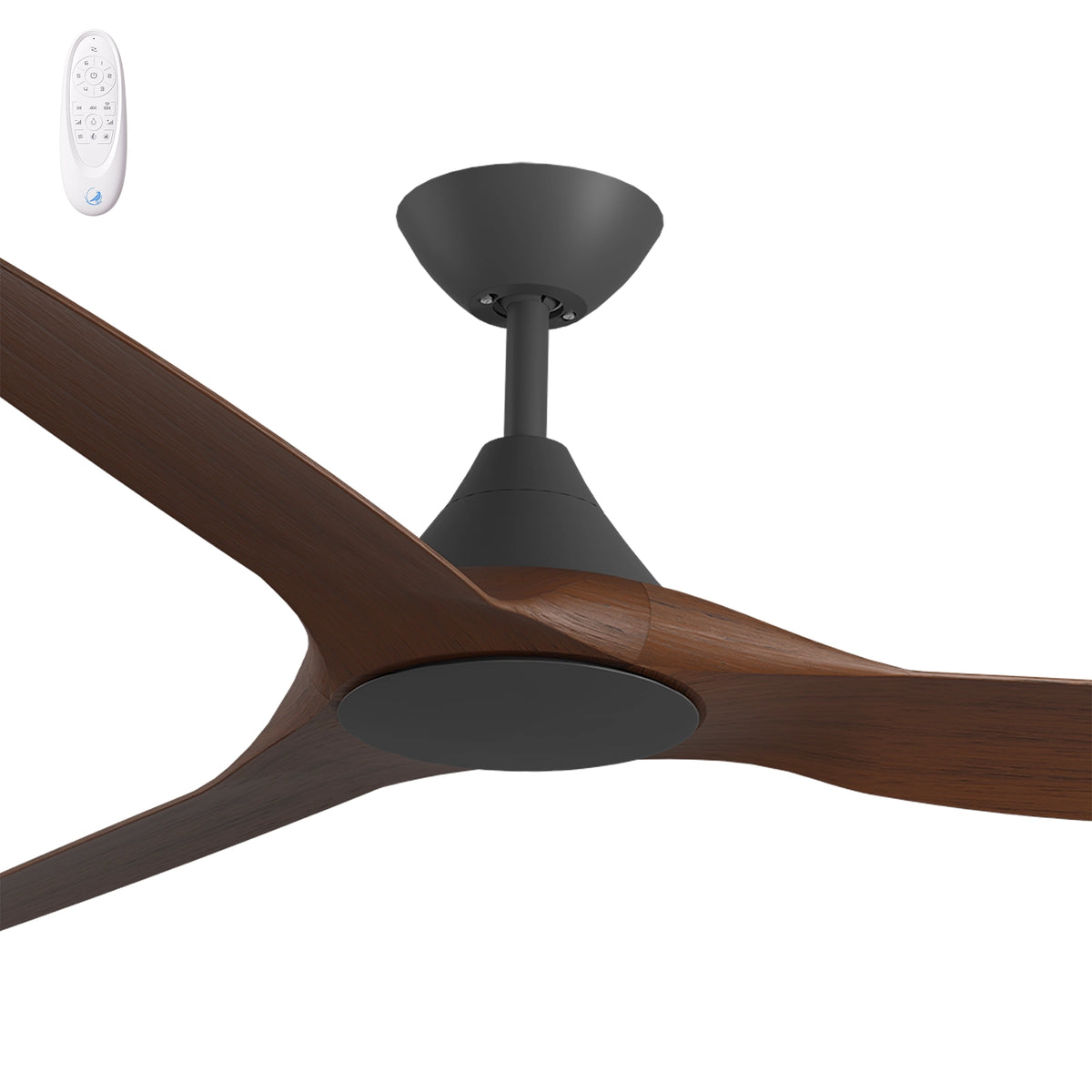 Calibo Smart CloudFan DC Ceiling Fan - 60" (1520mm) ABS Energy Efficient, Remote, Black & Koa-Calibo-Ozlighting.com.au