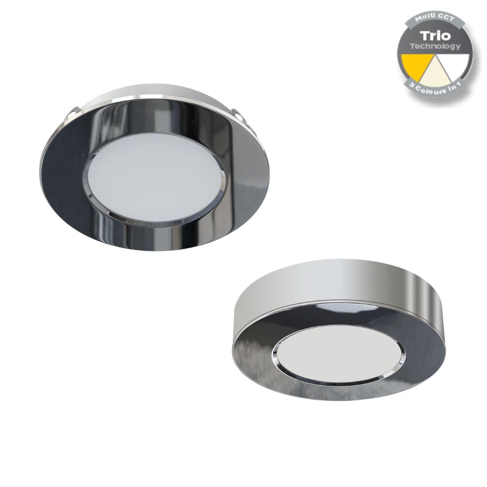 Domus ASTRA-TRIO LED Cabinet Light - 3.6W, 12V, Tri-Colour, Colour Switchable, Recessed, Surface Mounted - DRIVER REQUIRED-Domus Lighting-Ozlighting.com.au