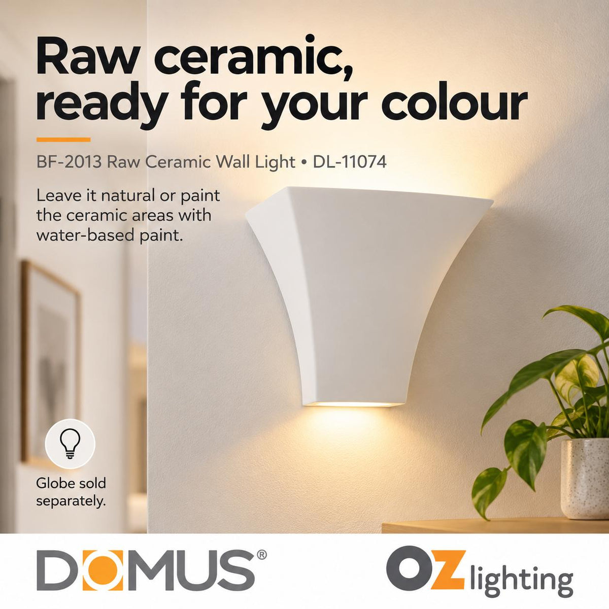 Domus BF-2013 Wall Light - Ceramic, Raw-Domus Lighting-Ozlighting.com.au
