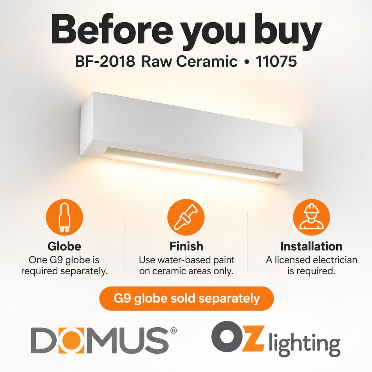 Domus BF-2018 Wall Light - Ceramic, Raw-Domus Lighting-Ozlighting.com.au