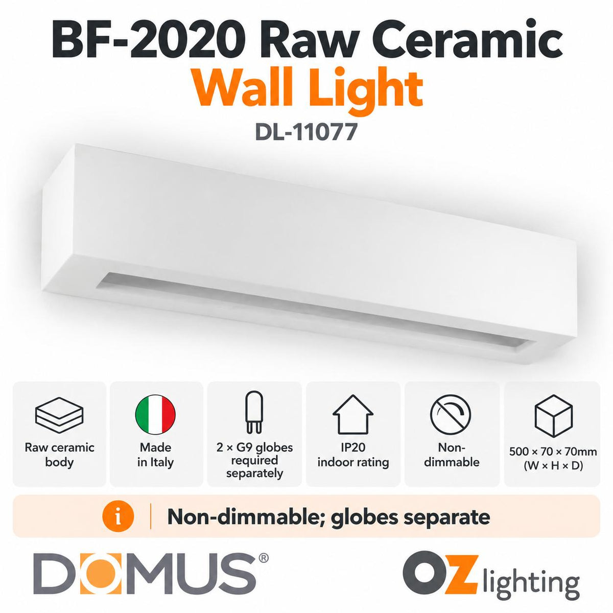 Domus BF-2020 Wall Light - Ceramic, Raw-Domus Lighting-Ozlighting.com.au