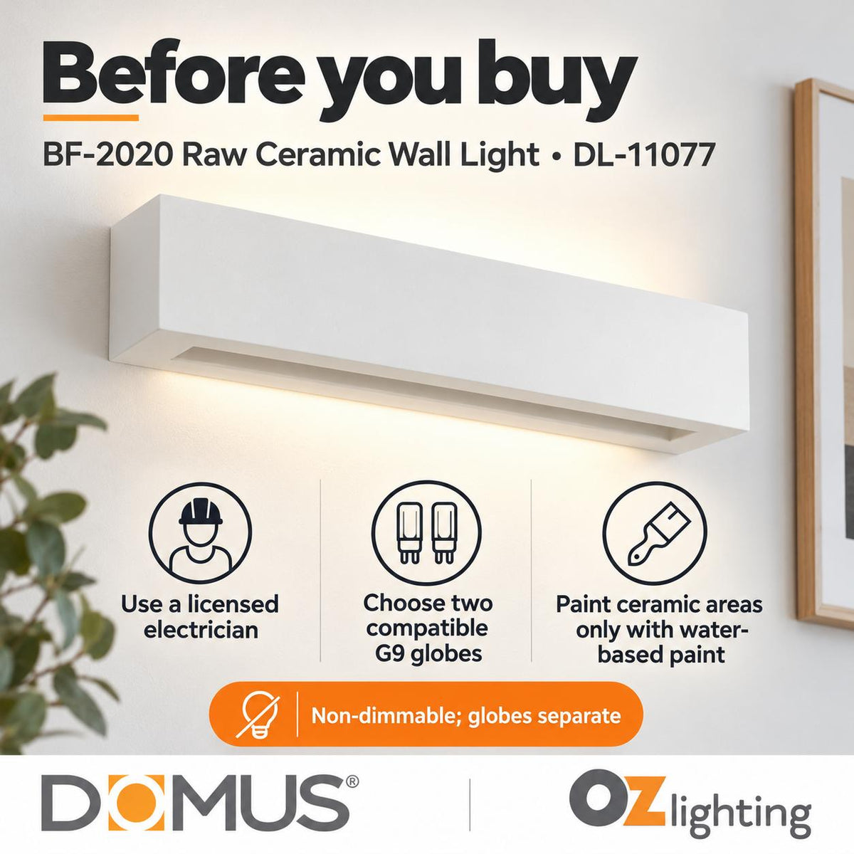 Domus BF-2020 Wall Light - Ceramic, Raw-Domus Lighting-Ozlighting.com.au