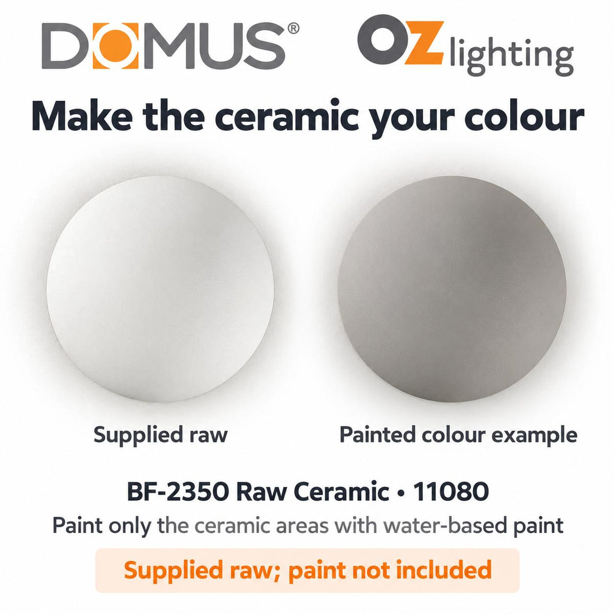 Domus BF-2350 Wall Light - Ceramic, Round, Raw-Domus Lighting-Ozlighting.com.au