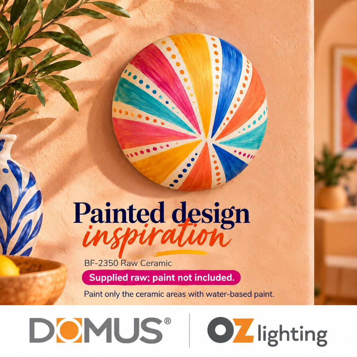 Domus BF-2350 Wall Light - Ceramic, Round, Raw-Domus Lighting-Ozlighting.com.au