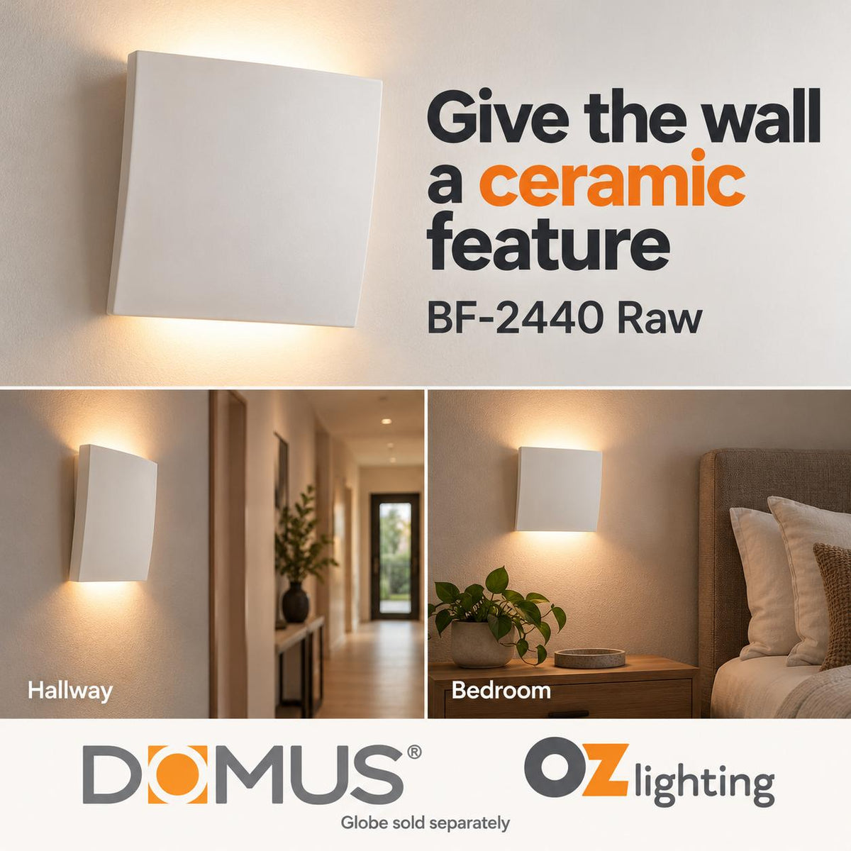 Domus BF-2440 Wall Light - Ceramic, Raw-Domus Lighting-Ozlighting.com.au