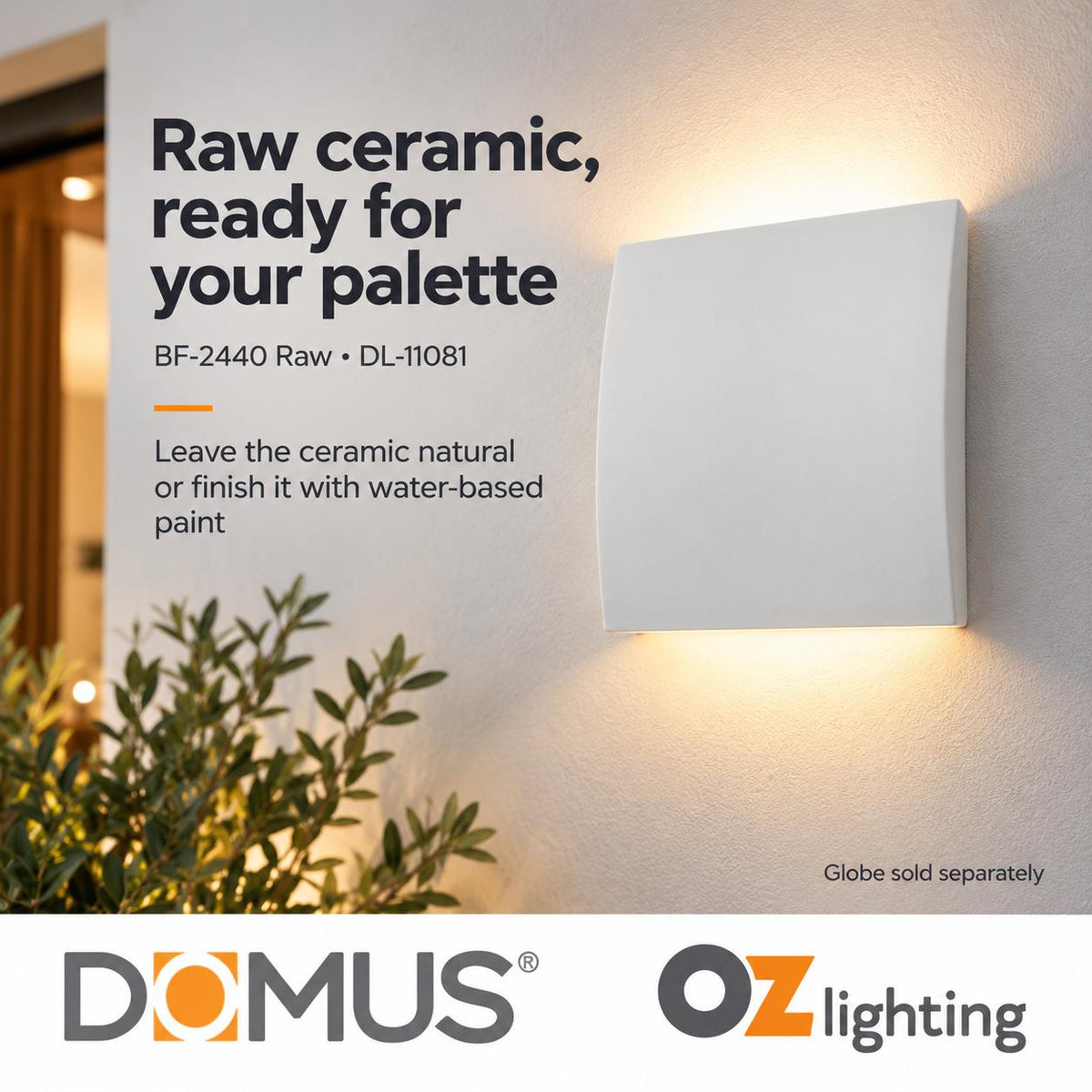 Domus BF-2440 Wall Light - Ceramic, Raw-Domus Lighting-Ozlighting.com.au