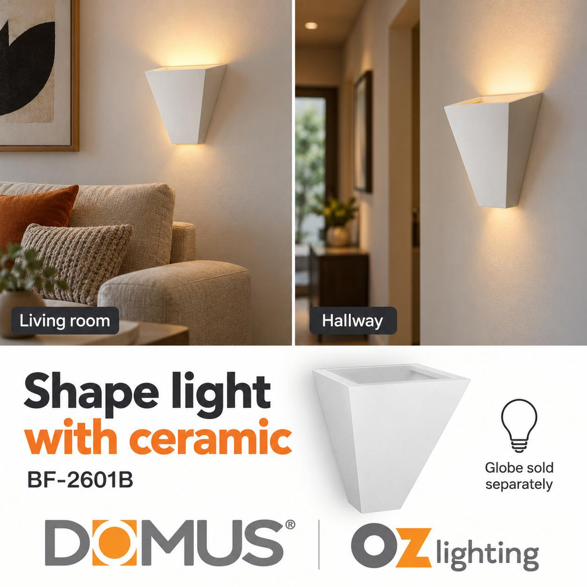 Domus BF-2601B Wall Light - Ceramic, Raw-Domus Lighting-Ozlighting.com.au