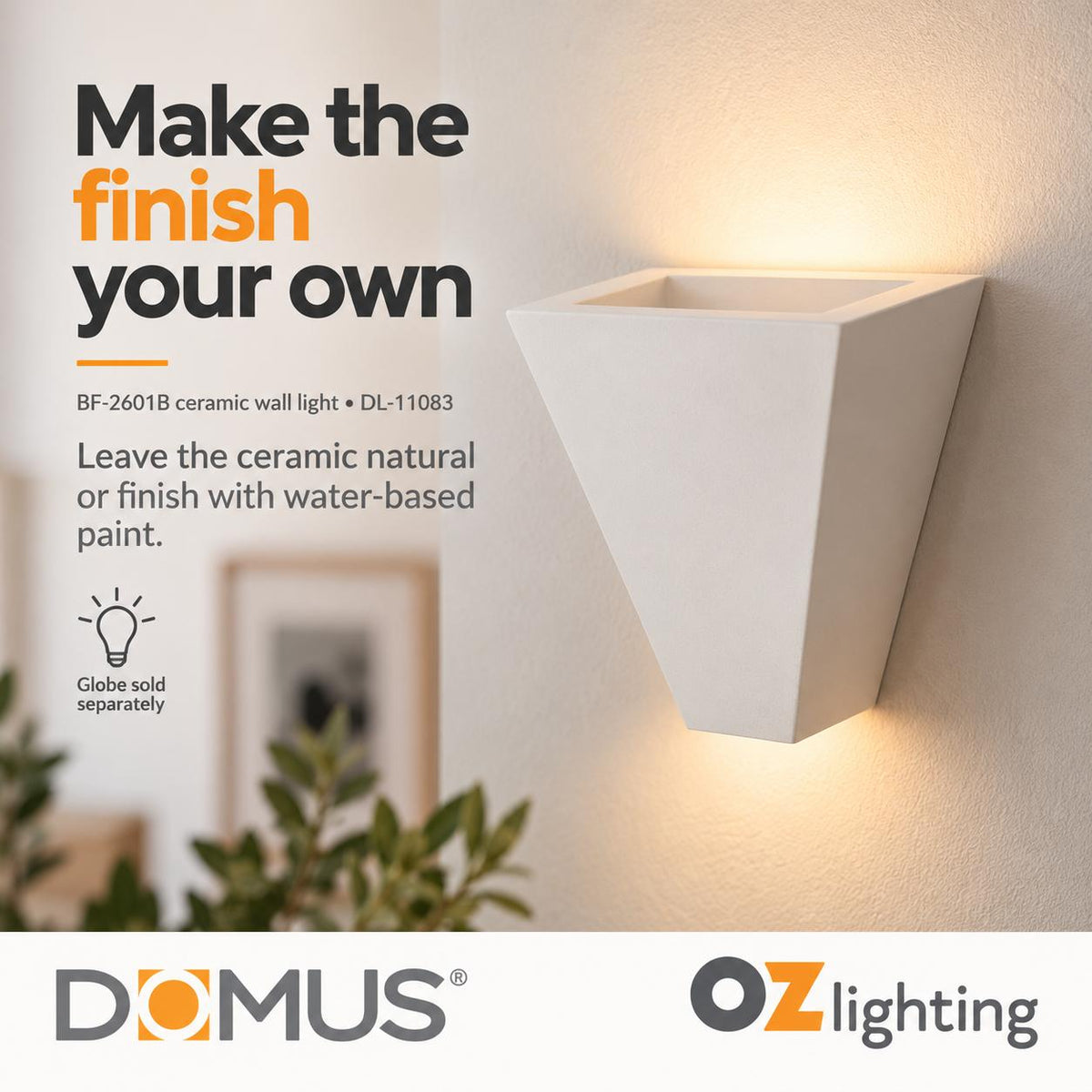 Domus BF-2601B Wall Light - Ceramic, Raw-Domus Lighting-Ozlighting.com.au