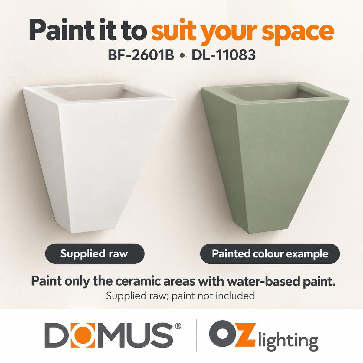 Domus BF-2601B Wall Light - Ceramic, Raw-Domus Lighting-Ozlighting.com.au