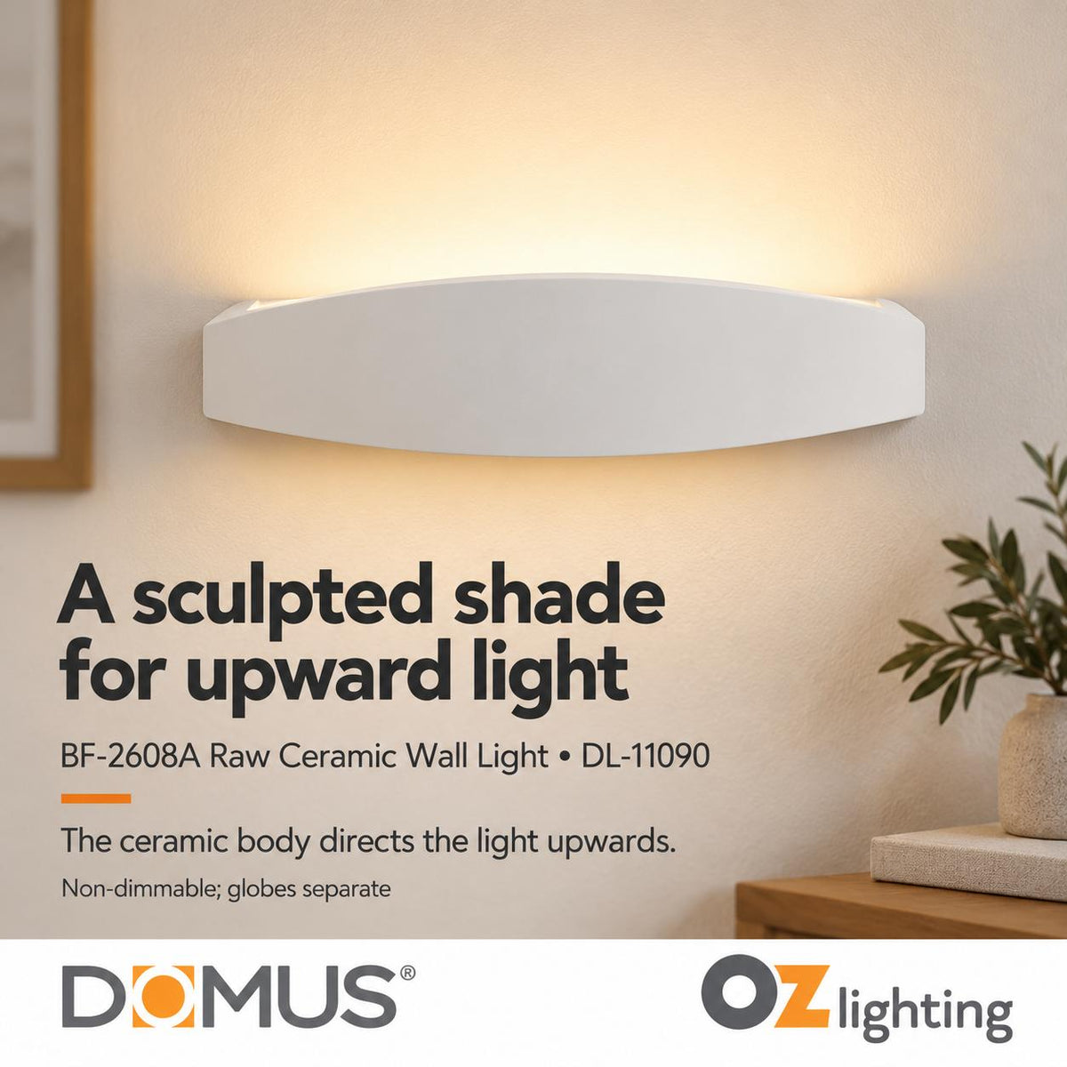 Domus BF-2608A Wall Light - Ceramic, Raw-Domus Lighting-Ozlighting.com.au