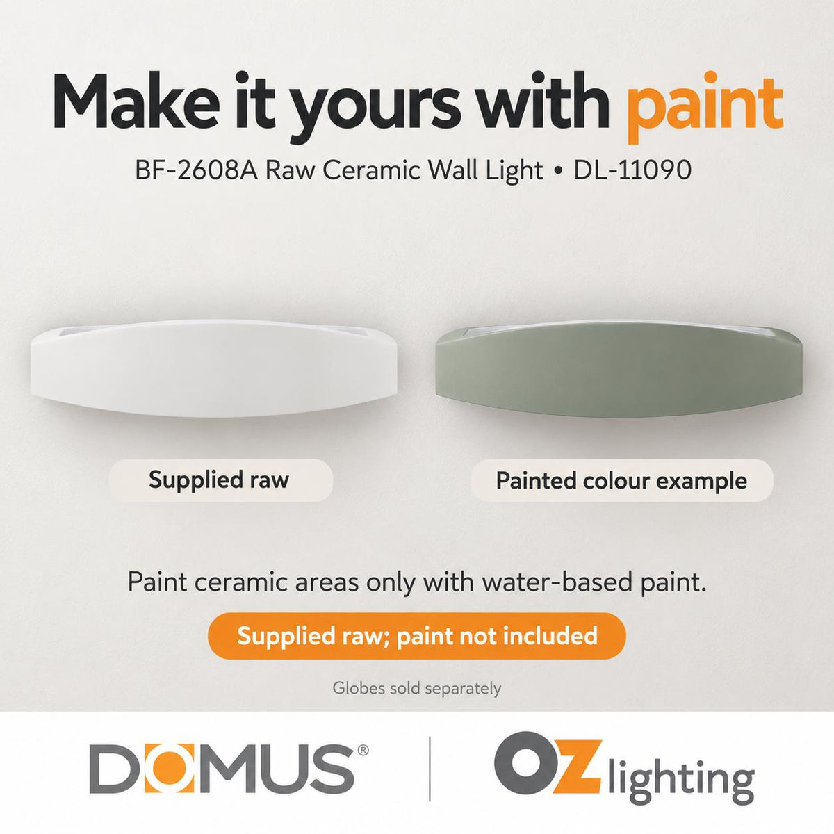 Domus BF-2608A Wall Light - Ceramic, Raw-Domus Lighting-Ozlighting.com.au