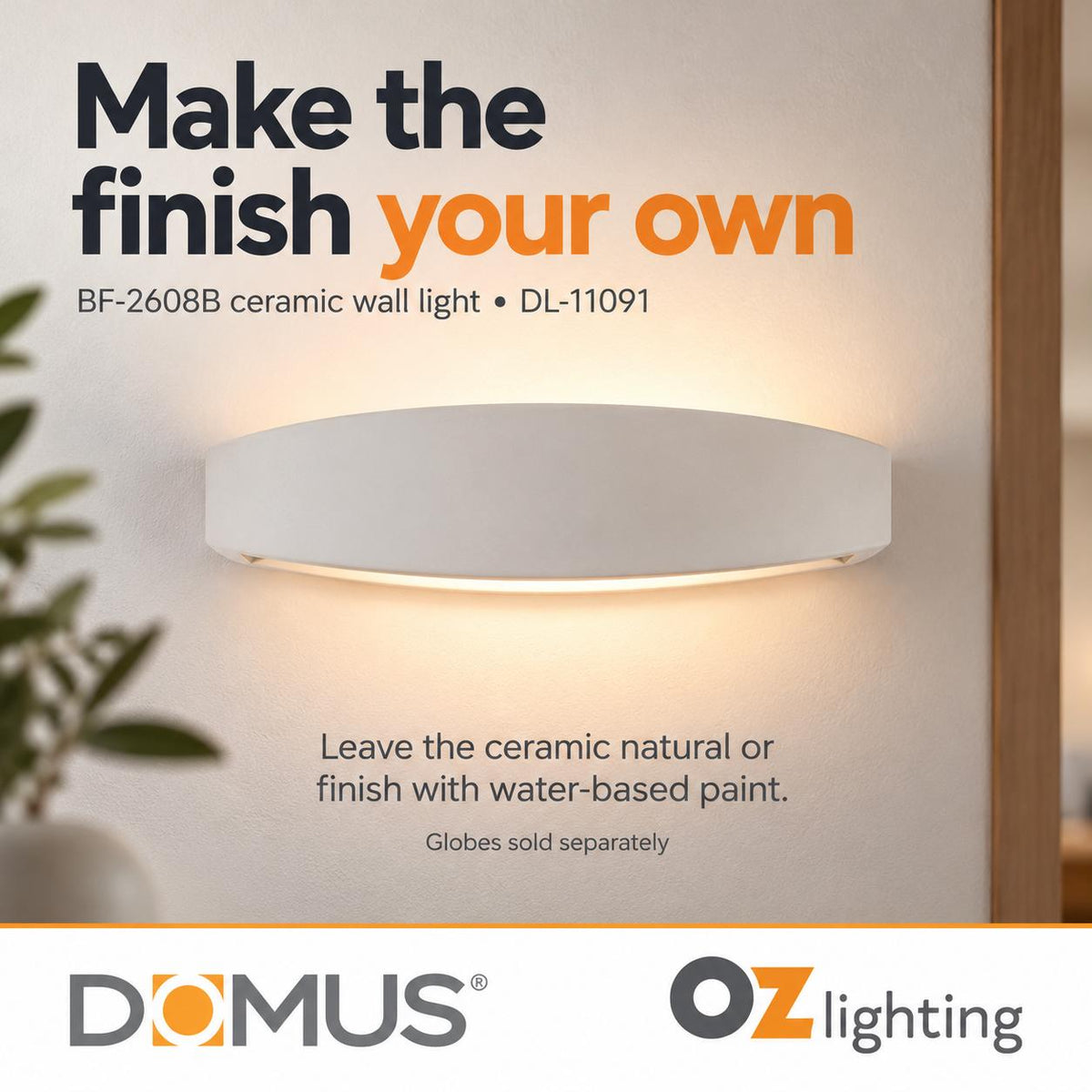 Domus BF-2608B Wall Light - Ceramic, Raw-Domus Lighting-Ozlighting.com.au