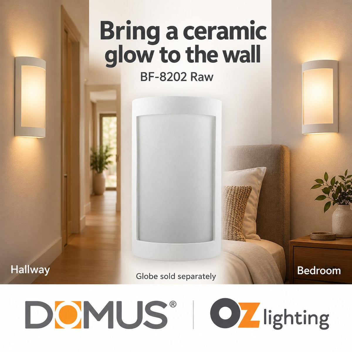 Domus BF-8202 Wall Light - Ceramic, Raw-Domus Lighting-Ozlighting.com.au