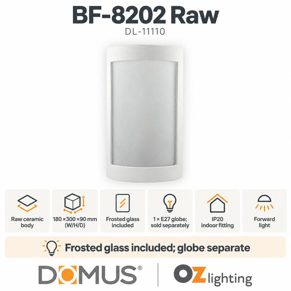 Domus BF-8202 Wall Light - Ceramic, Raw-Domus Lighting-Ozlighting.com.au