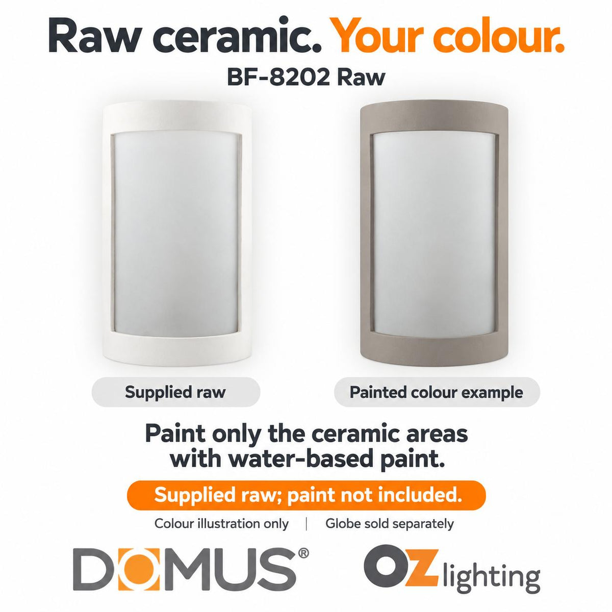 Domus BF-8202 Wall Light - Ceramic, Raw-Domus Lighting-Ozlighting.com.au