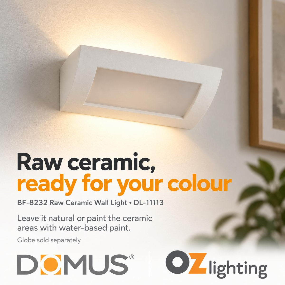Domus BF-8232 Wall Light - Ceramic, Raw-Domus Lighting-Ozlighting.com.au