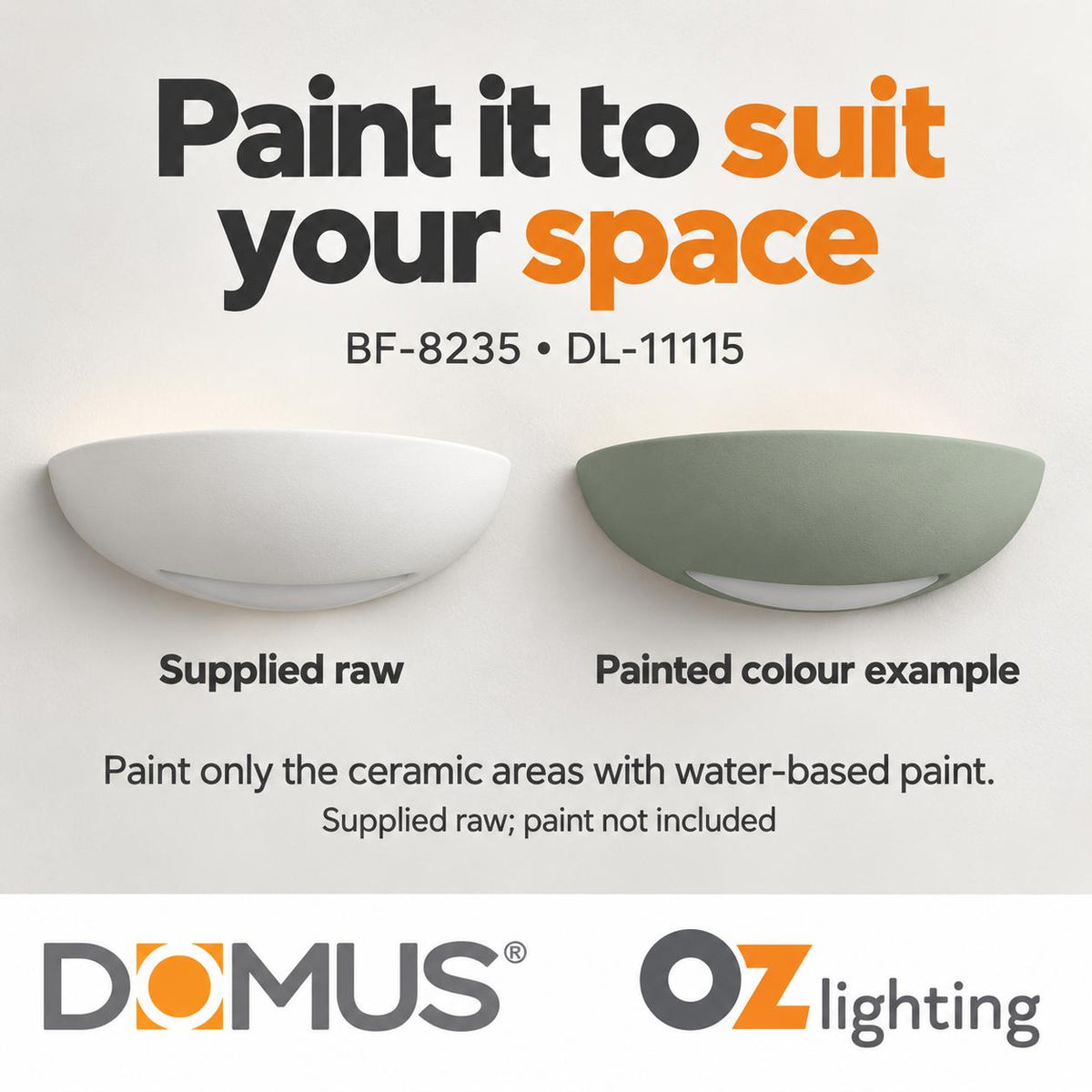 Domus BF-8235 Wall Light - Ceramic, Raw-Domus Lighting-Ozlighting.com.au