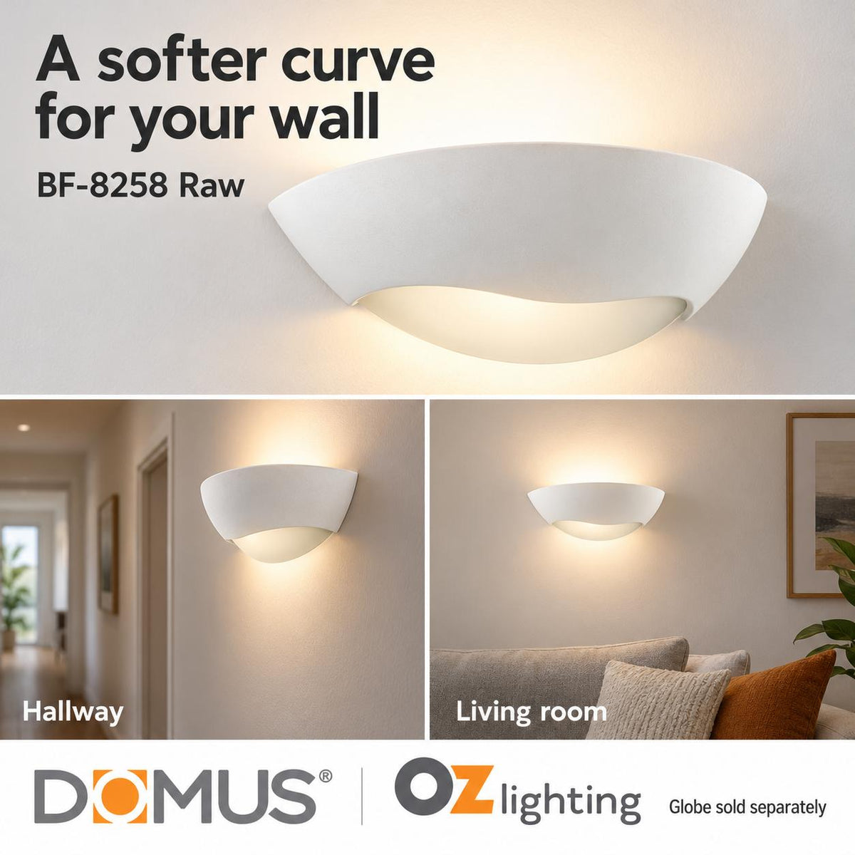 Domus BF-8258 Wall Light - Ceramic, Raw-Domus Lighting-Ozlighting.com.au