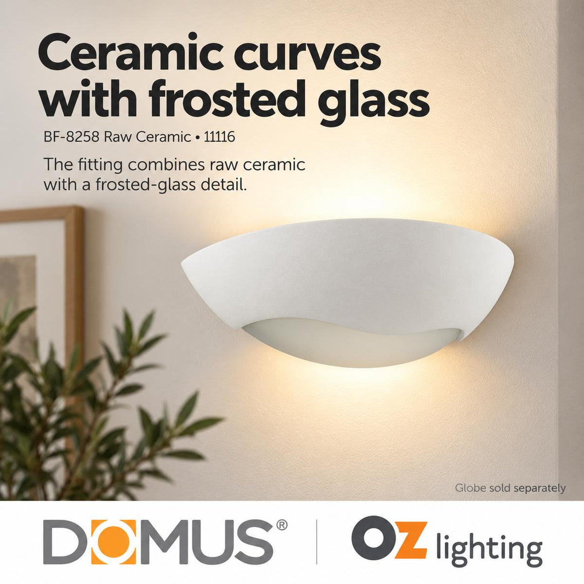 Domus BF-8258 Wall Light - Ceramic, Raw-Domus Lighting-Ozlighting.com.au