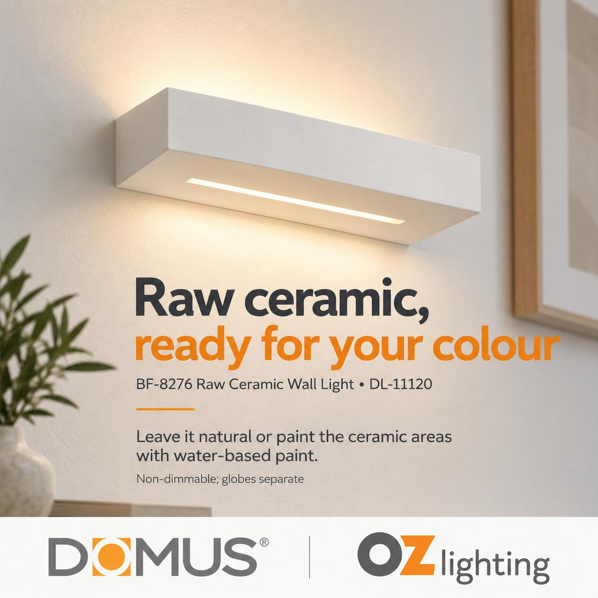 Domus BF-8276 Wall Light - Ceramic, Raw-Domus Lighting-Ozlighting.com.au
