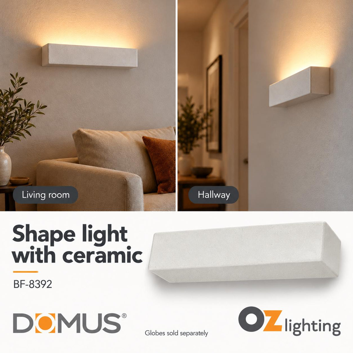 Domus BF-8392 Wall Light - Ceramic, Raw-Domus Lighting-Ozlighting.com.au